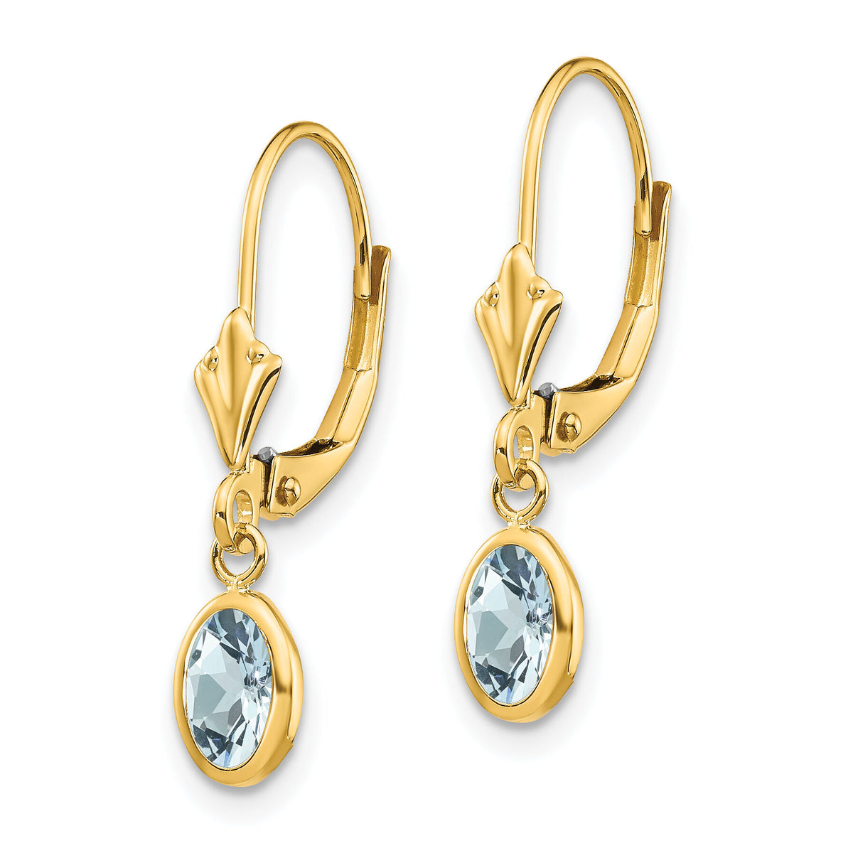 14k 6x4mm Aquamarine/March Earrings-XBE99