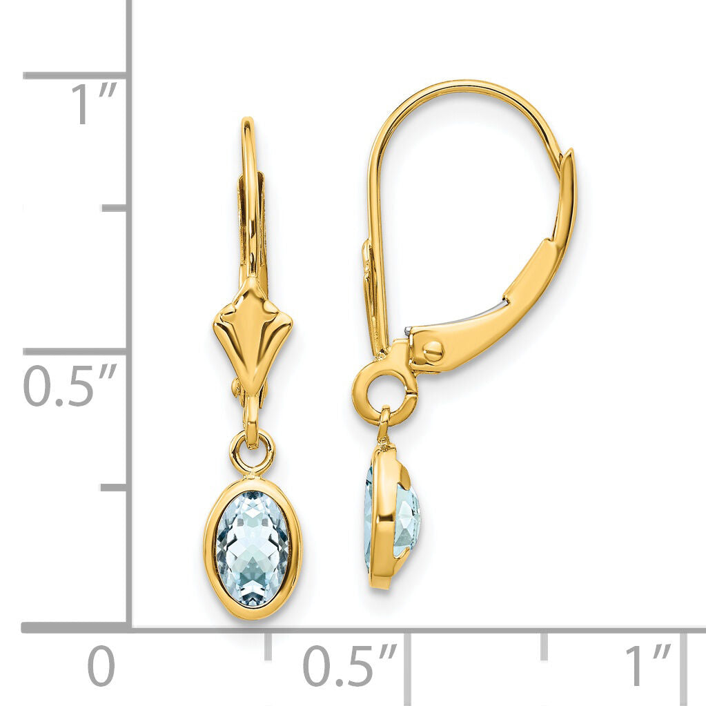 14k 6x4mm Aquamarine/March Earrings-XBE99