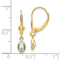 14k 6x4mm Aquamarine/March Earrings-XBE99