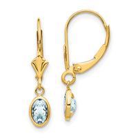 14k 6x4mm Aquamarine/March Earrings-XBE99