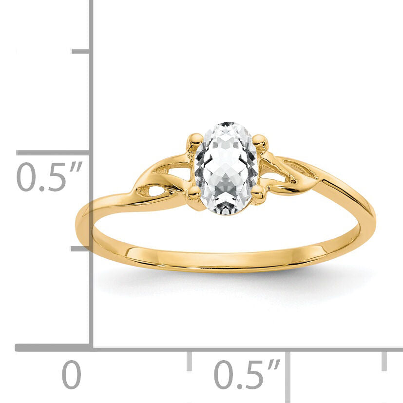 14k White Topaz Birthstone Ring-XBR133