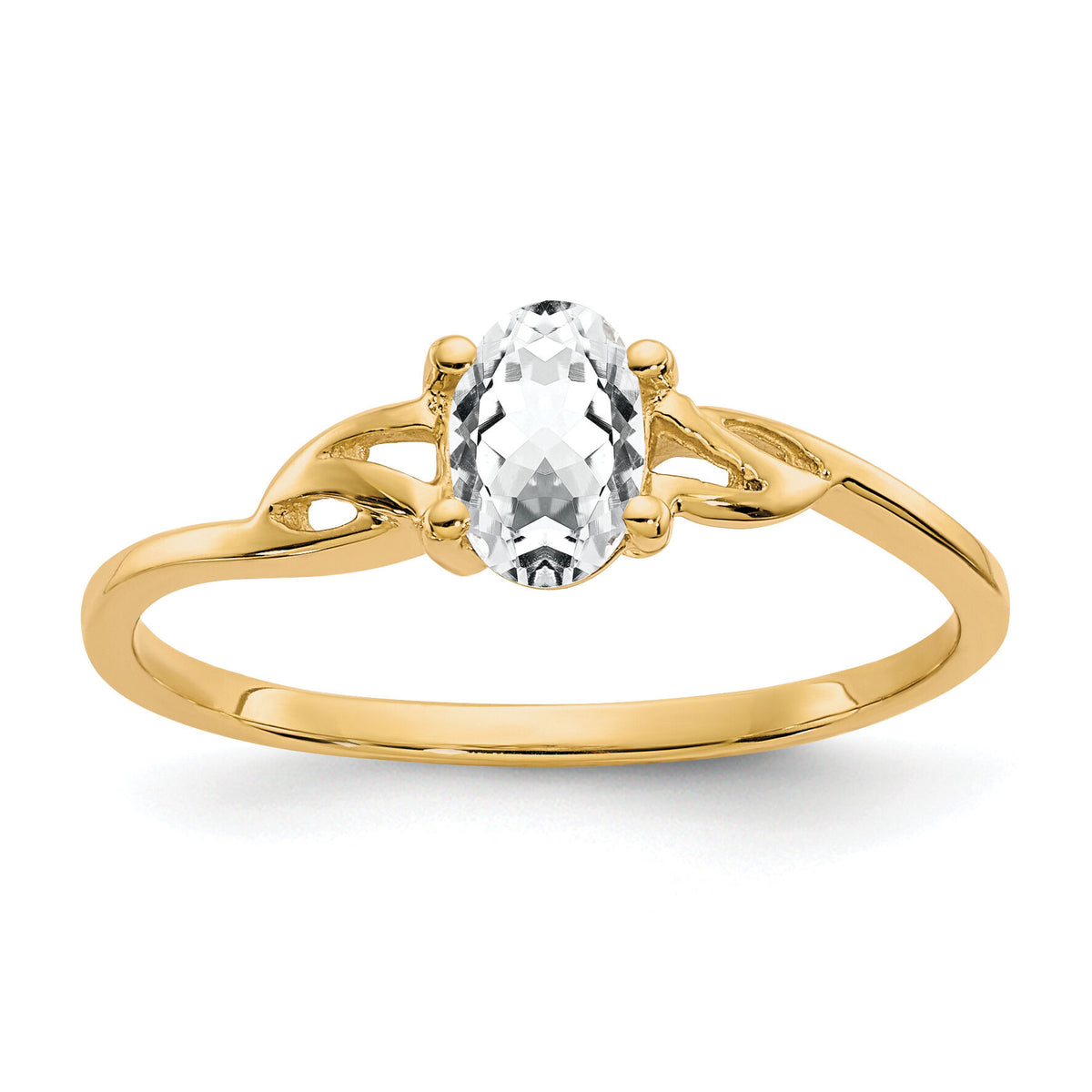 14k White Topaz Birthstone Ring-XBR133