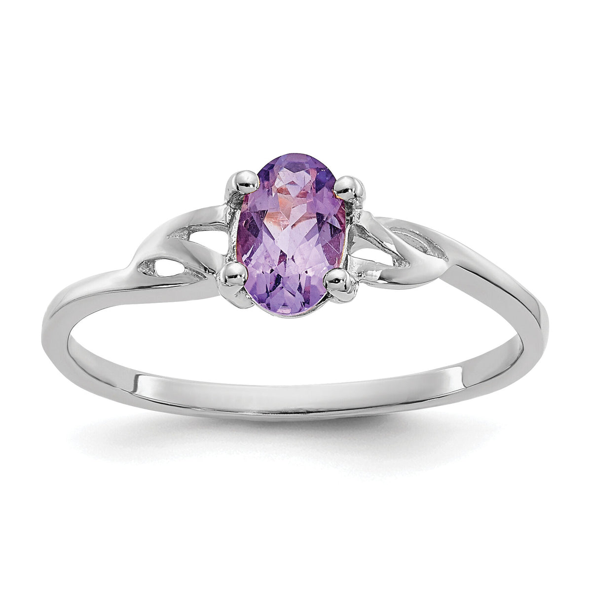 14k White Gold Amethyst Birthstone Ring-XBR143