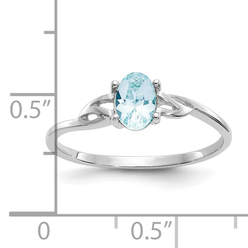 14k White Gold Aquamarine Birthstone Ring-XBR144