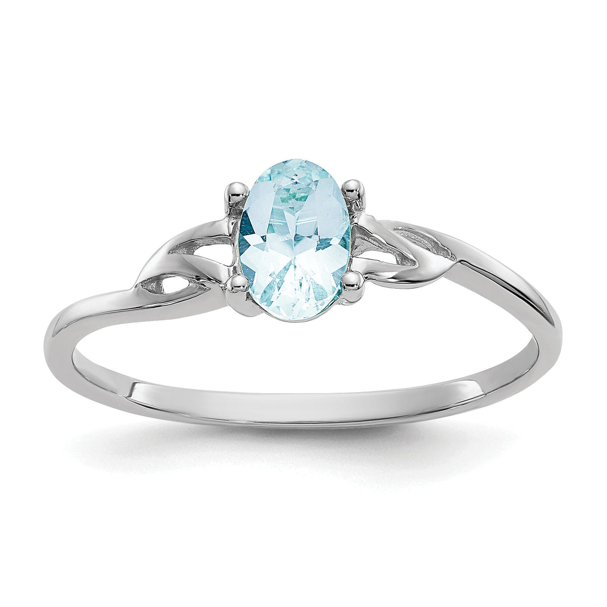 14k White Gold Aquamarine Birthstone Ring-XBR144