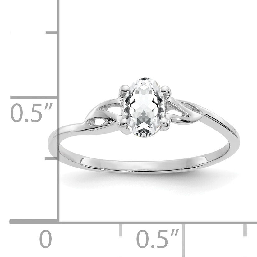 14k White Gold White Topaz Birthstone Ring-XBR145