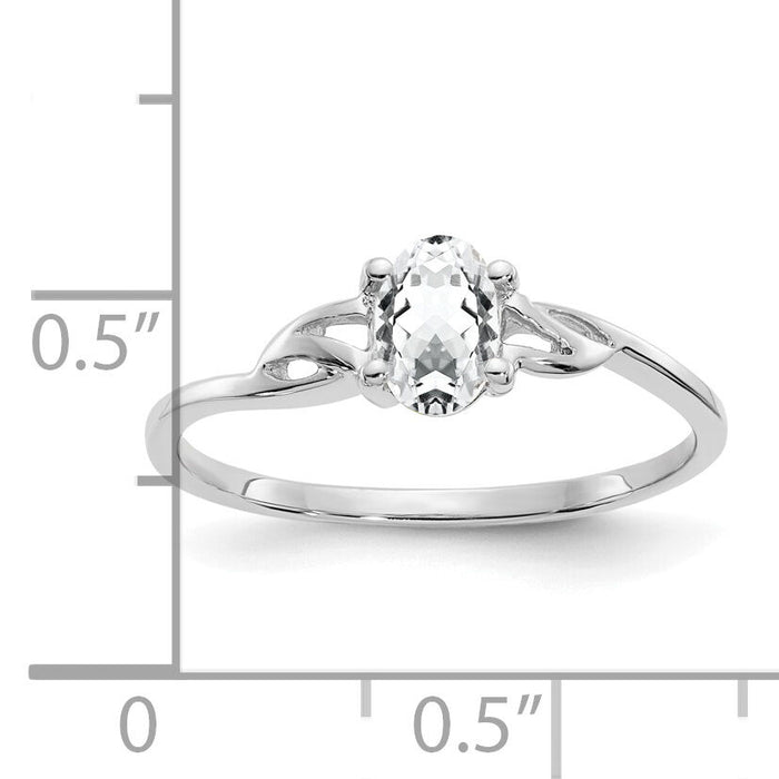 14k White Gold White Topaz Birthstone Ring-XBR145