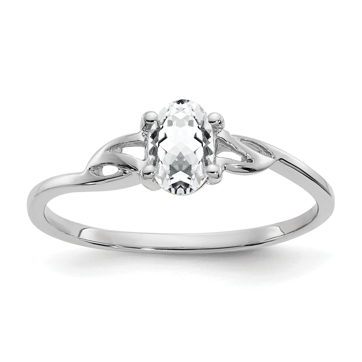 14k White Gold White Topaz Birthstone Ring-XBR145