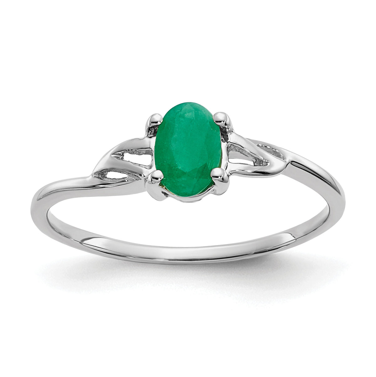 14k White Gold Emerald Birthstone Ring-XBR146