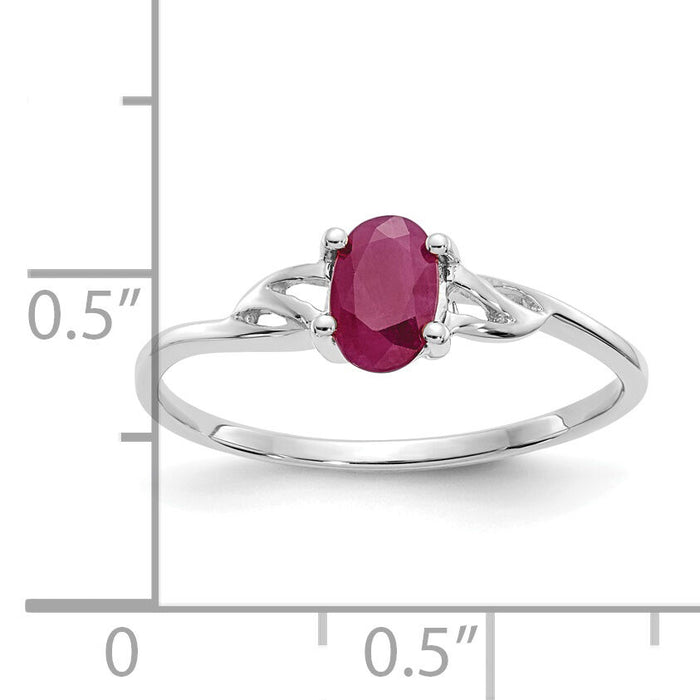 14k White Gold Ruby Birthstone Ring-XBR148