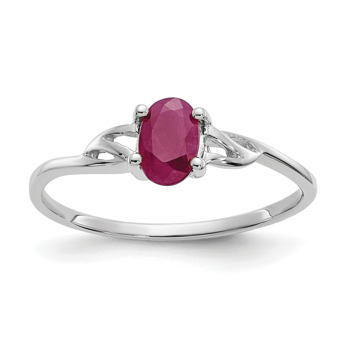 14k White Gold Ruby Birthstone Ring-XBR148