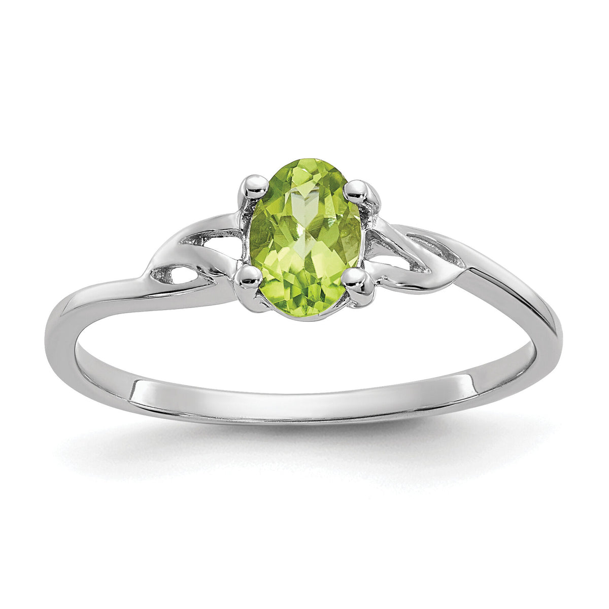 14k White Gold Peridot Birthstone Ring-XBR149