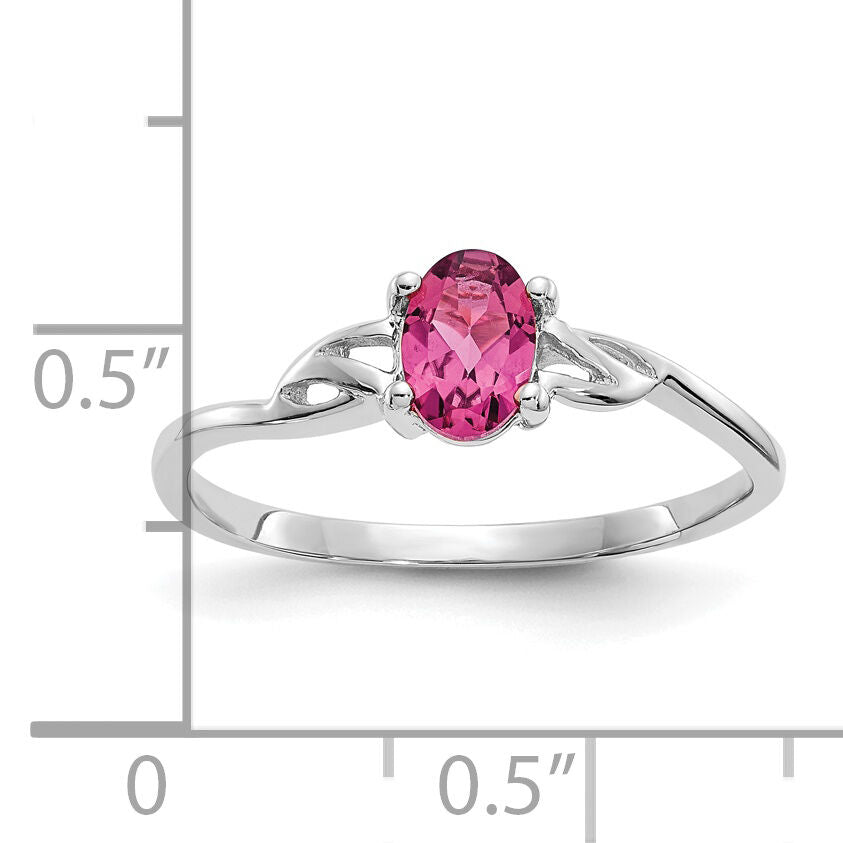 14k White Gold Pink Tourmaline Birthstone Ring-XBR151