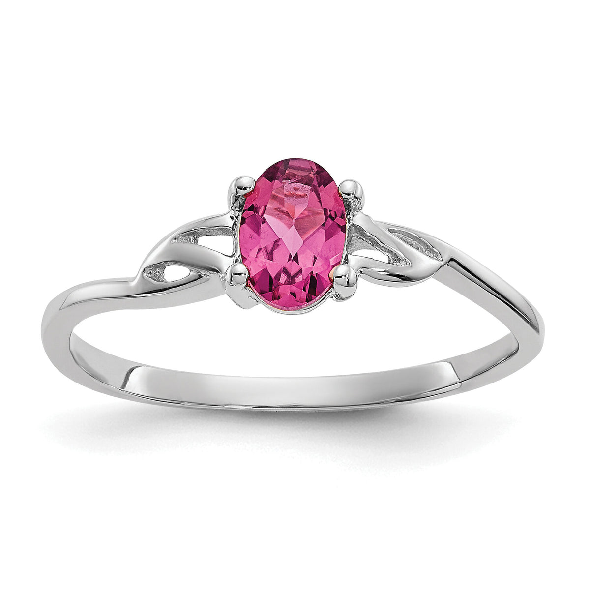 14k White Gold Pink Tourmaline Birthstone Ring-XBR151