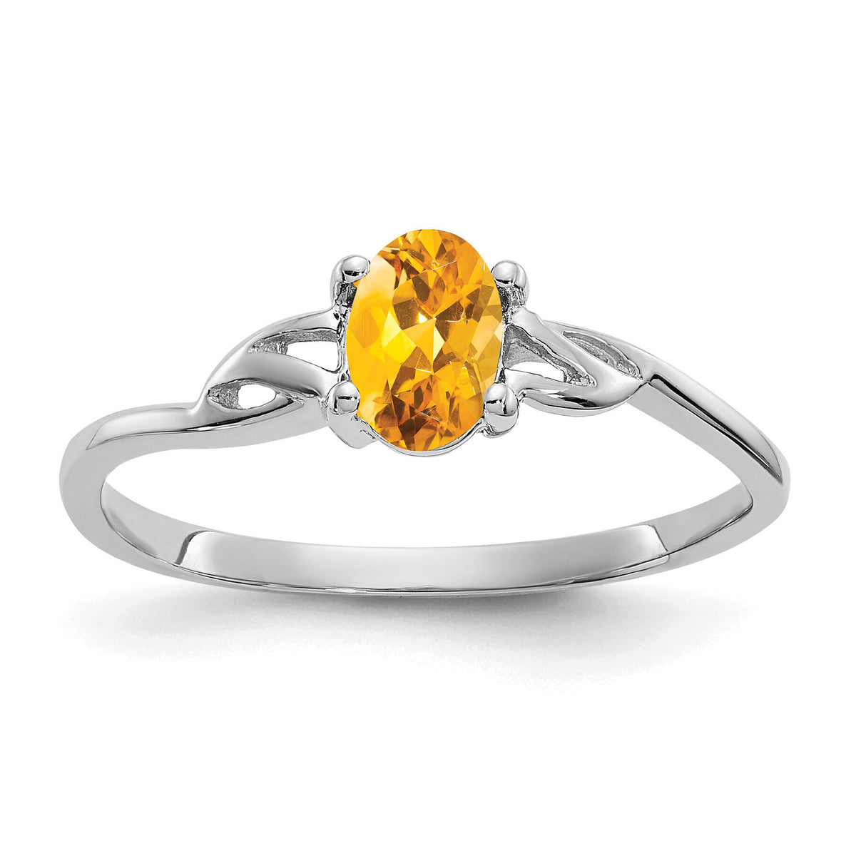 14k White Gold Citrine Birthstone Ring-XBR152