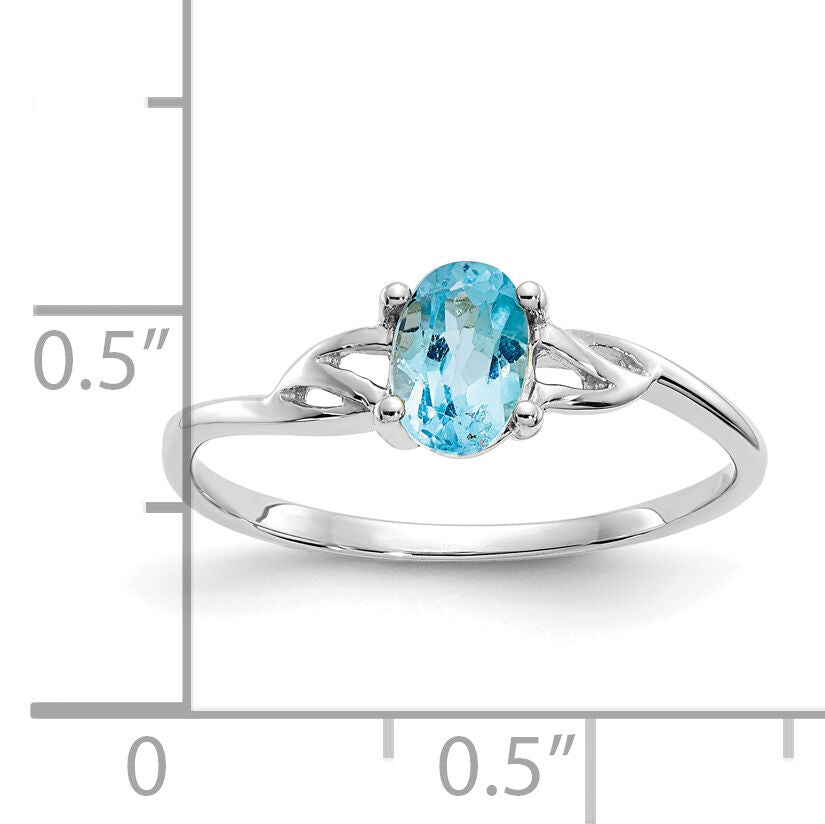 14k White Gold Blue Topaz Birthstone Ring-XBR153