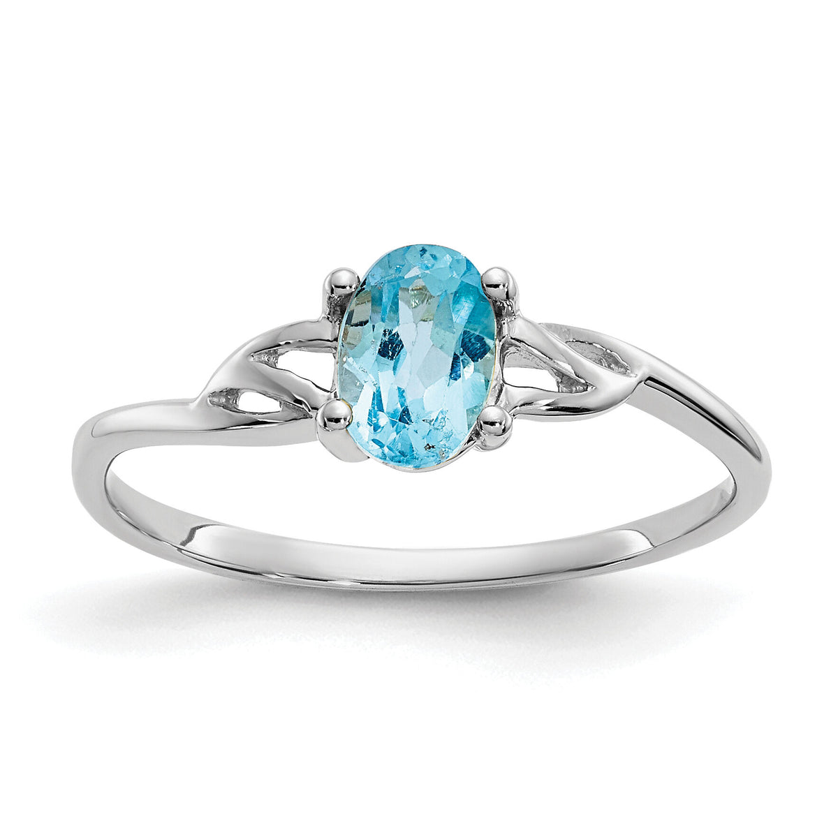 14k White Gold Blue Topaz Birthstone Ring-XBR153