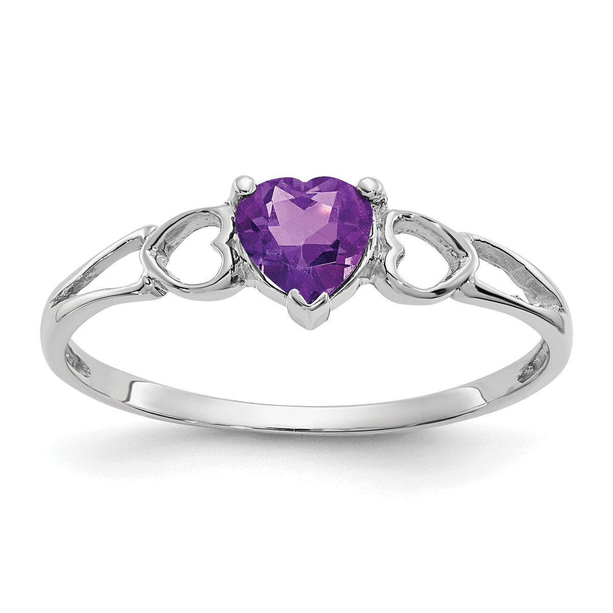14k White Gold Amethyst Birthstone Ring-XBR167
