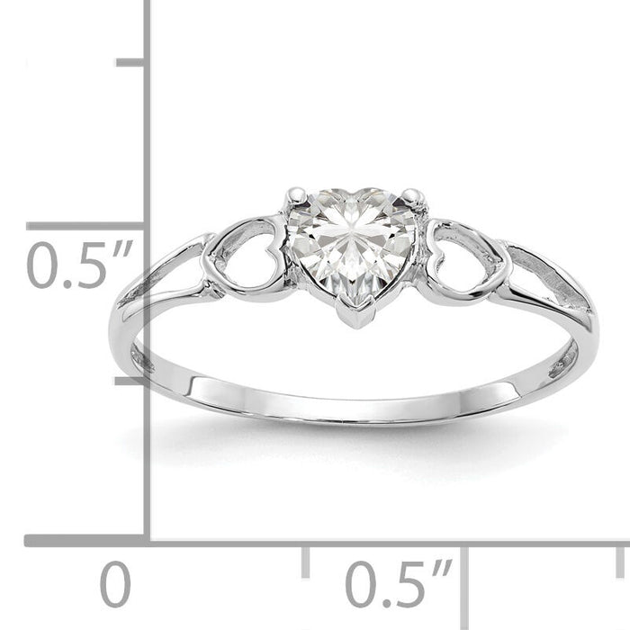 14k White Gold White Topaz Birthstone Ring-XBR169