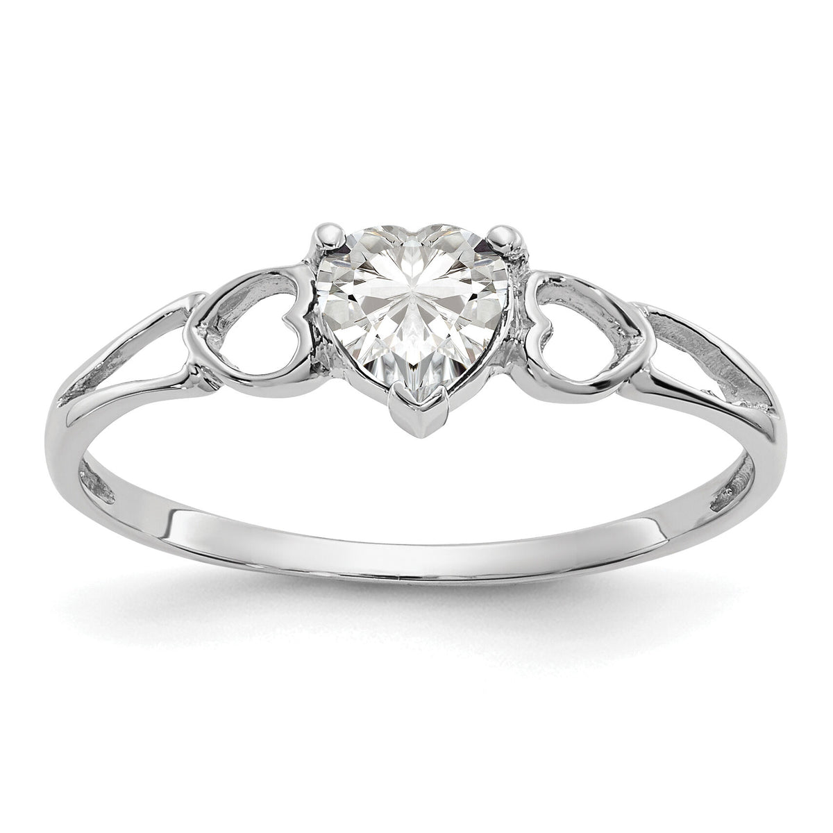 14k White Gold White Topaz Birthstone Ring-XBR169