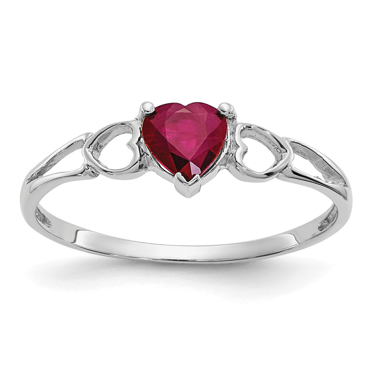 14k White Gold Ruby Birthstone Ring-XBR172