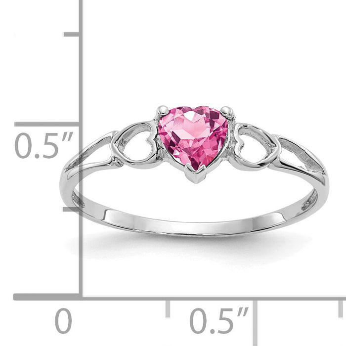 14k White Gold Pink Tourmaline Birthstone Ring-XBR175
