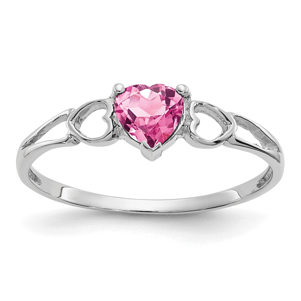 14k White Gold Pink Tourmaline Birthstone Ring-XBR175