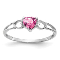 14k White Gold Pink Tourmaline Birthstone Ring-XBR175