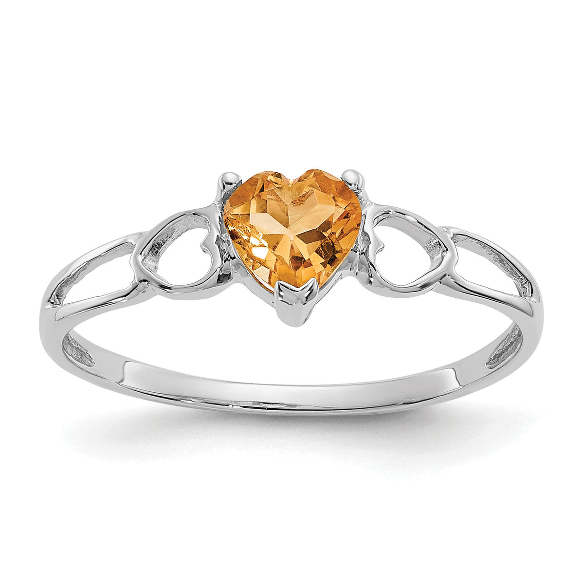 14k White Gold Citrine Birthstone Ring-XBR176