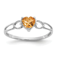 14k White Gold Citrine Birthstone Ring-XBR176