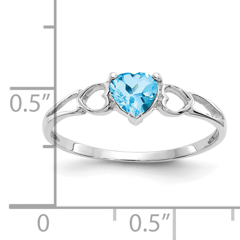 14k White Gold Blue Topaz Birthstone Ring-XBR177