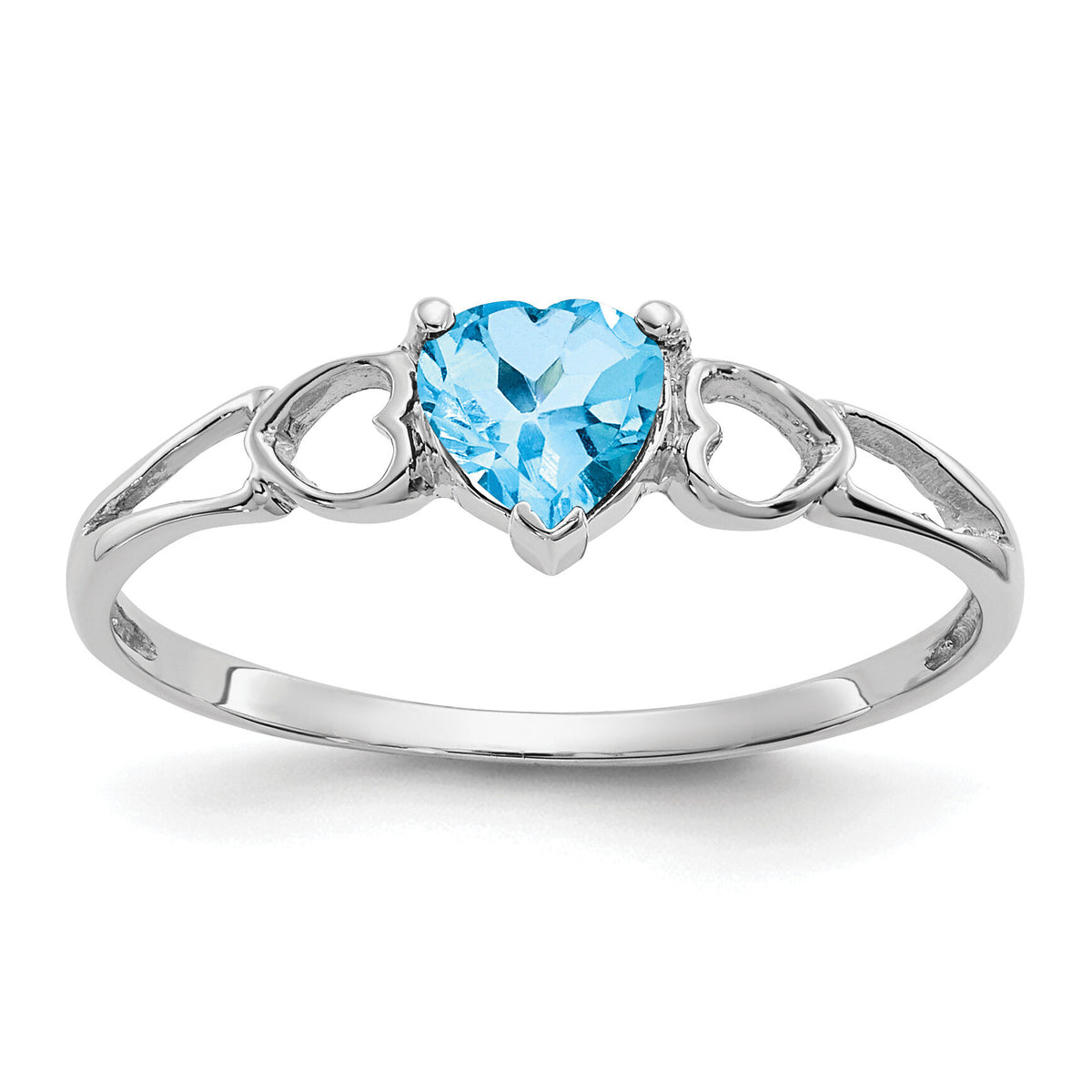 14k White Gold Blue Topaz Birthstone Ring-XBR177