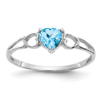 14k White Gold Blue Topaz Birthstone Ring-XBR177