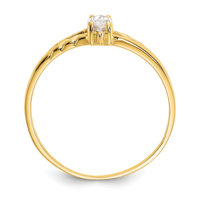 14k White Topaz Birthstone Ring-XBR181