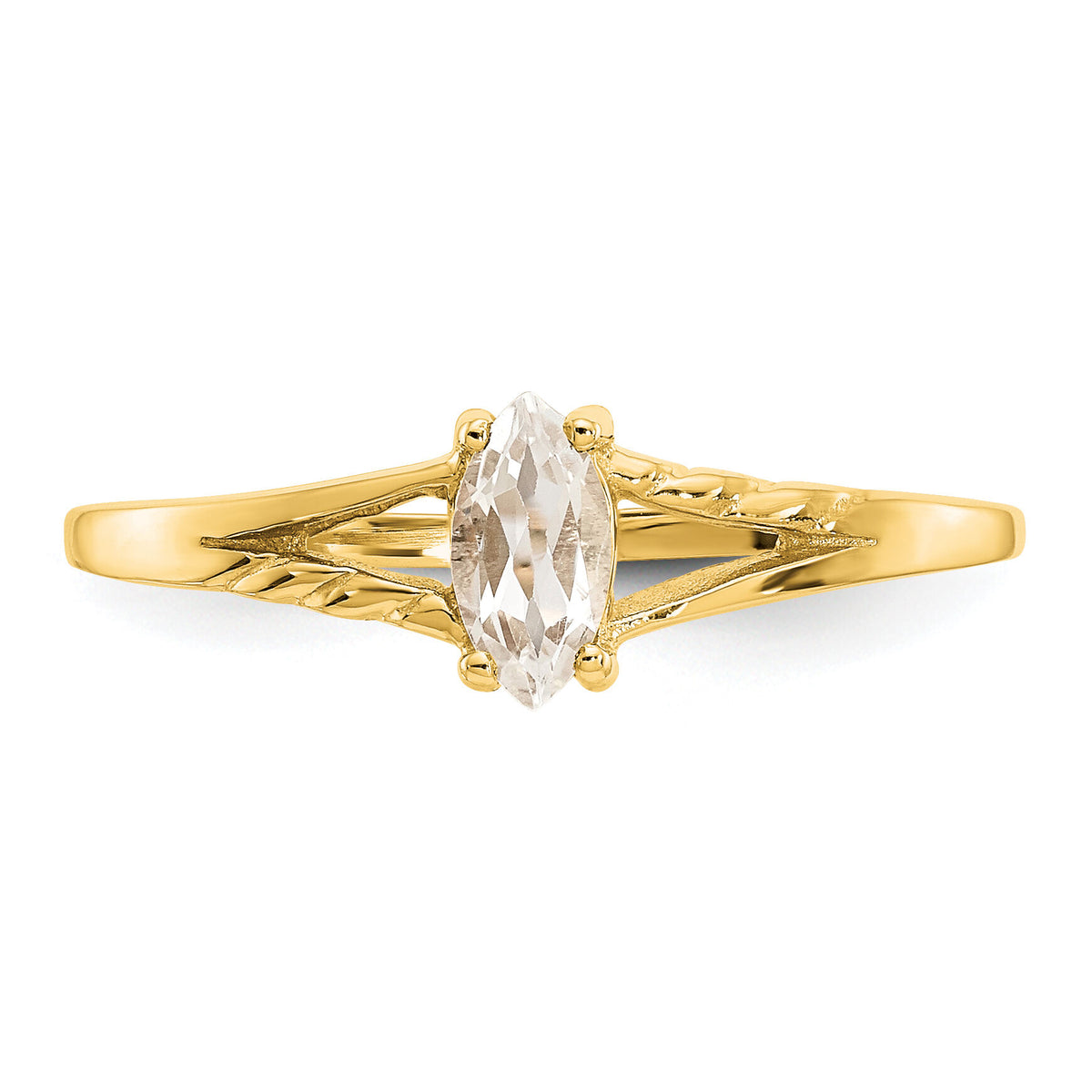 14k White Topaz Birthstone Ring-XBR181