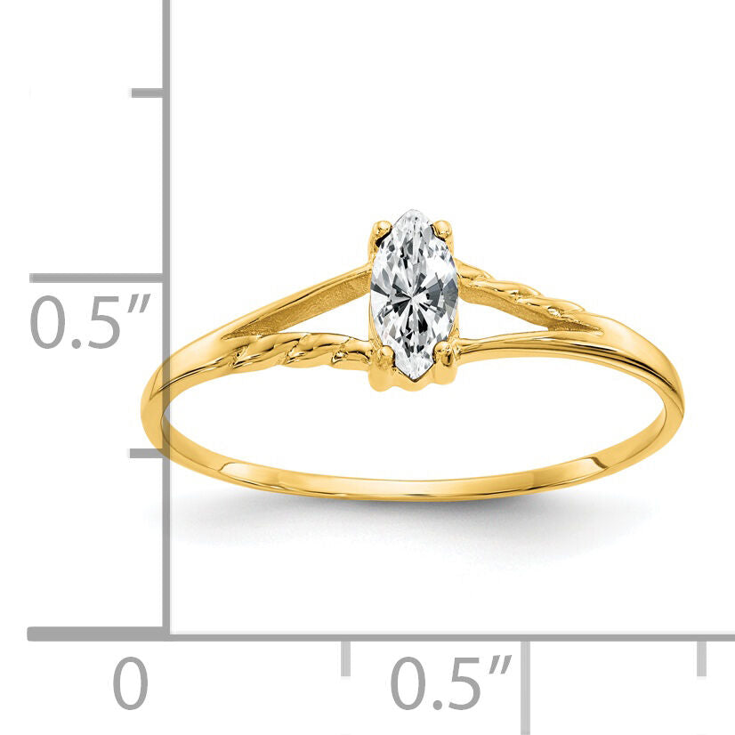 14k White Topaz Birthstone Ring-XBR181