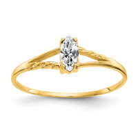 14k White Topaz Birthstone Ring-XBR181