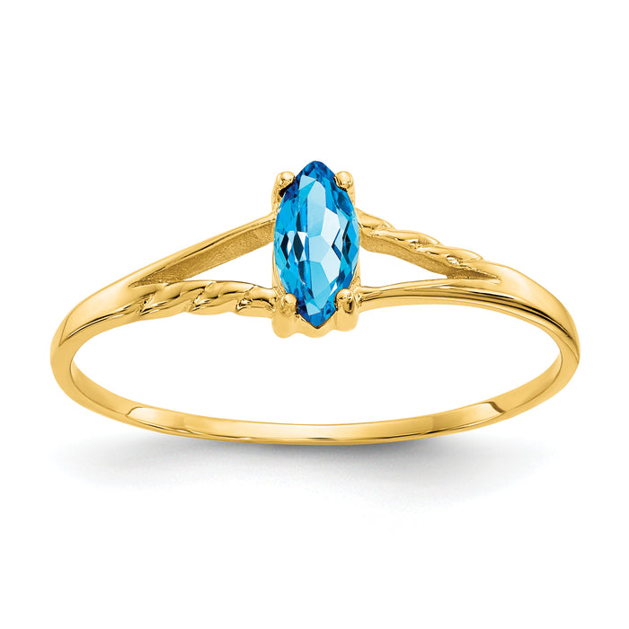 14k Blue Topaz Birthstone Ring-XBR189