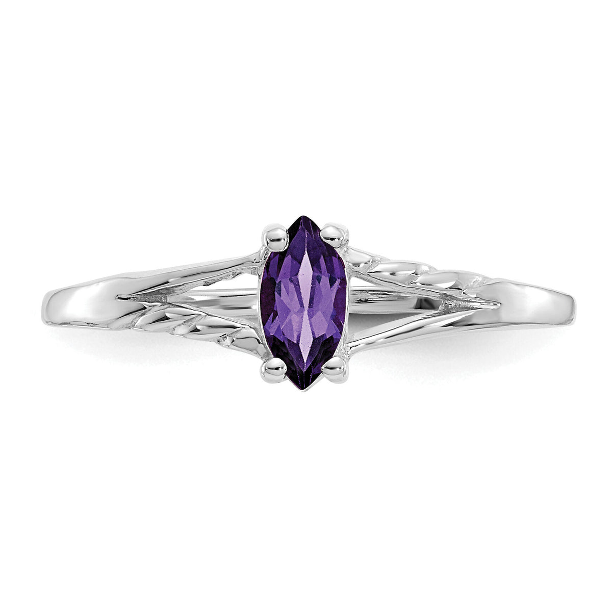 14k White Gold Amethyst Birthstone Ring-XBR191