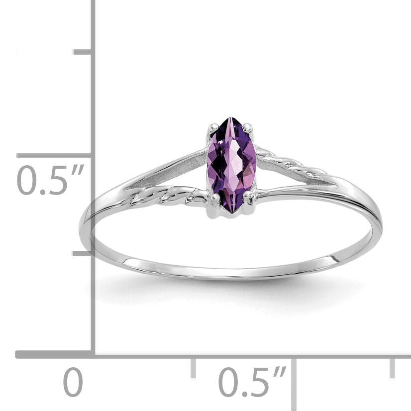 14k White Gold Amethyst Birthstone Ring-XBR191