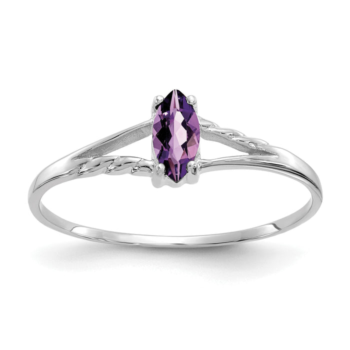 14k White Gold Amethyst Birthstone Ring-XBR191