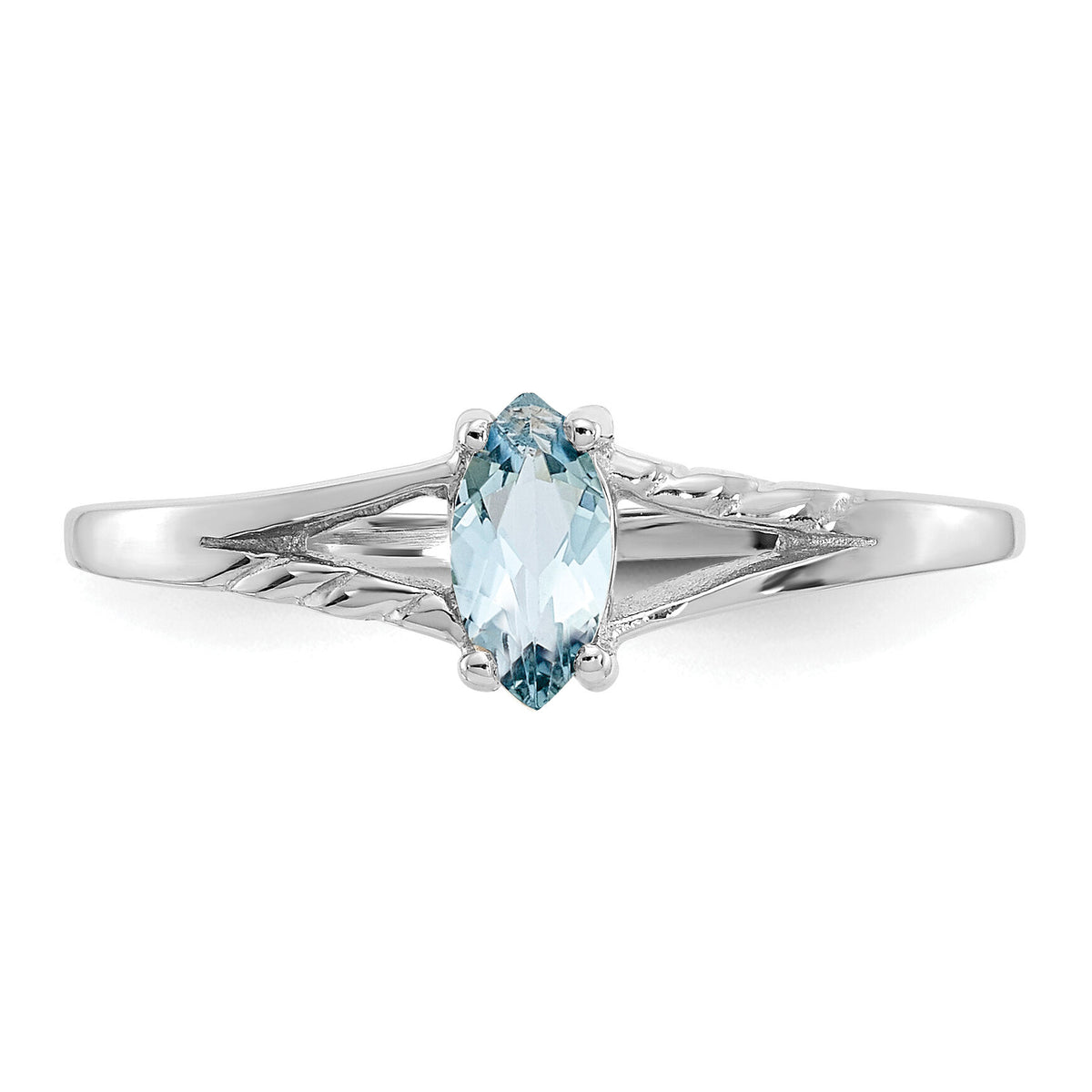 14k White Gold Aquamarine Birthstone Ring-XBR192