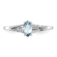 14k White Gold Aquamarine Birthstone Ring-XBR192