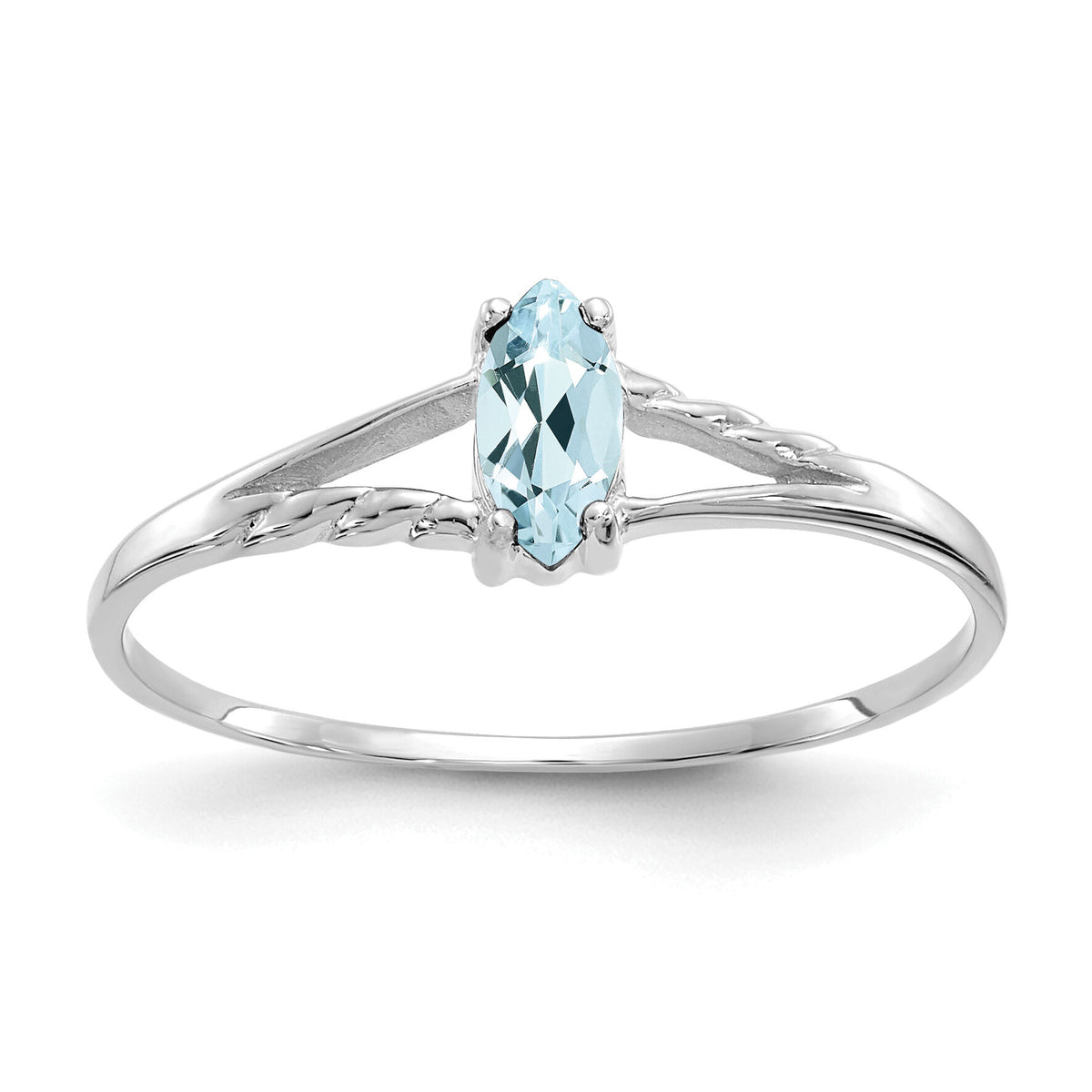 14k White Gold Aquamarine Birthstone Ring-XBR192