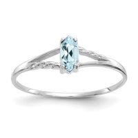 14k White Gold Aquamarine Birthstone Ring-XBR192