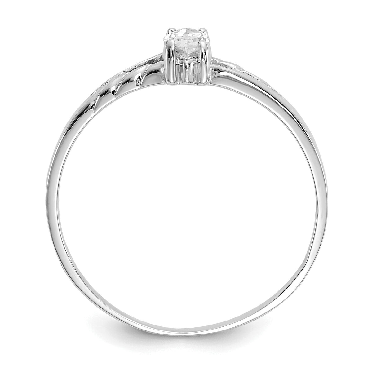 14k White Gold White Topaz Birthstone Ring-XBR193