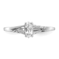 14k White Gold White Topaz Birthstone Ring-XBR193