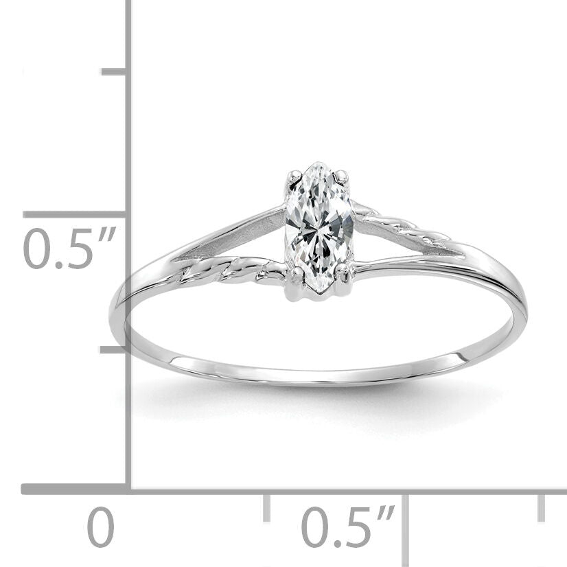 14k White Gold White Topaz Birthstone Ring-XBR193