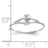 14k White Gold White Topaz Birthstone Ring-XBR193