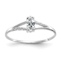14k White Gold White Topaz Birthstone Ring-XBR193